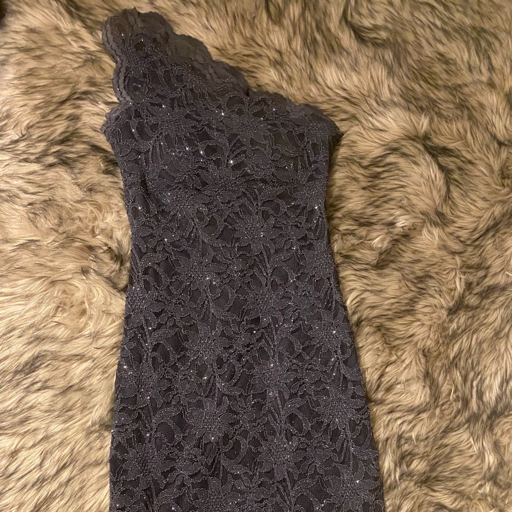 Morgan & Co One Shoulder Shimmer Dress, size 3/4